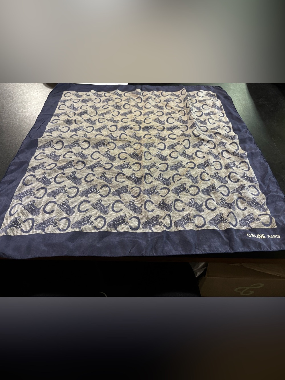 CELINE VINTAGE SILK SCARF GUC NEEDS SMALL REPAIR C W CARRIAGE